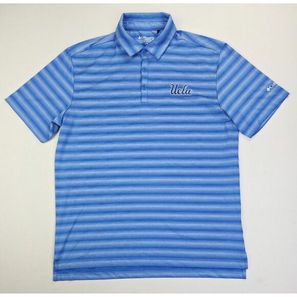 Columbia Golf Size Large Blue Gray Stripe UCLA Bruins Embroidered Logo Polo - Picture 1 of 11